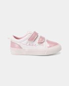 Toddler Girl Love Casual Sneakers - White/Pink, image 2 of 7 slides